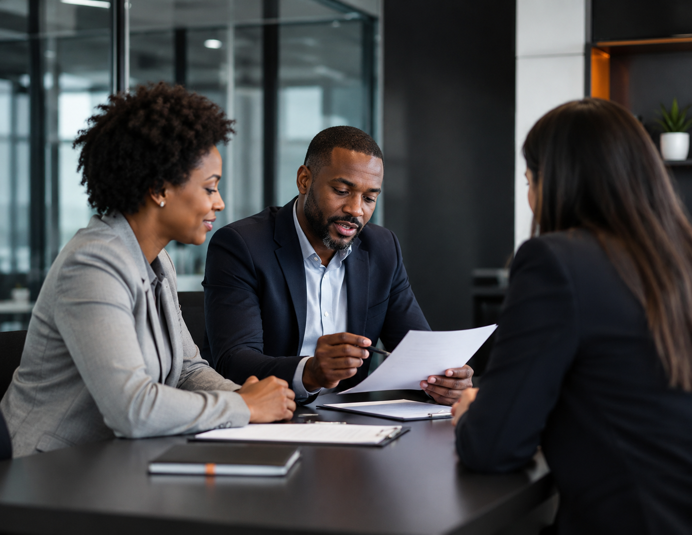 Professional employer partnership meeting for Low Budget Loans payroll-linked lending process
